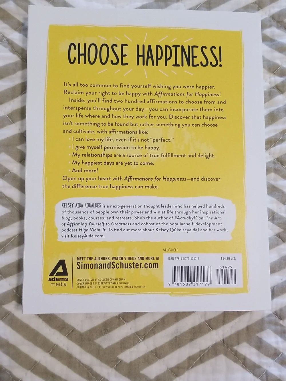Affirmations For Happiness Paperback Self-Help Book By Kelsey Aida Roualdes